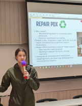 Jaden Gloden from the United States and Ja Seng Hkawn from Myanmar, both IMAS students, presented examples and challenges of sustainable development in their respective countries.