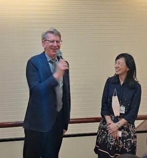 Executive Director Dr. Randall Nadeau of the Foundation for Scholarly Exchange (Fulbright Taiwan) responded to Dean Yang's message on behalf of all guests with excitement.