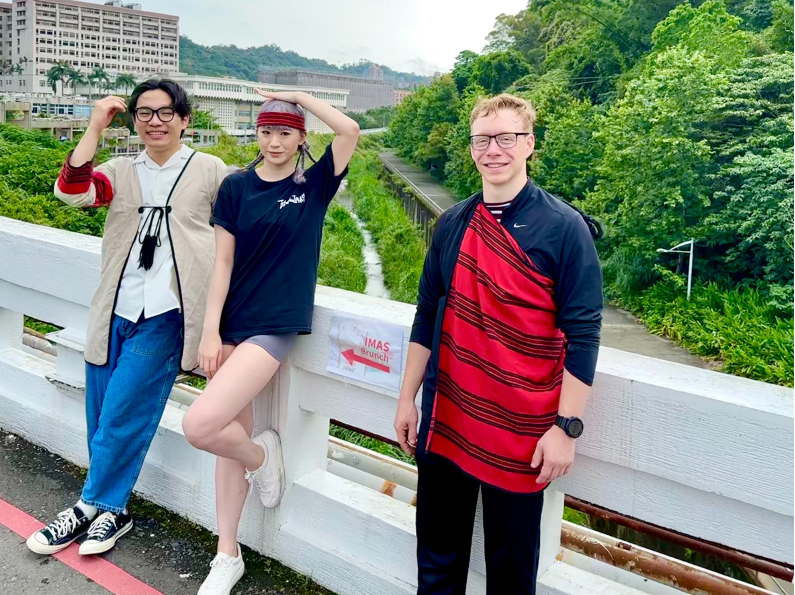 IMAS students pictured on a bridge on NCCU campus.