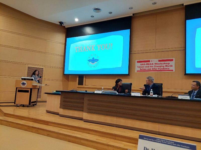 IAD Presenter Nell Damara Usher and Commentators (From Left to Right: Professor Kumari Mansi, Professor Yavor Kostadinov, and Professor Li-kai Hsiao)