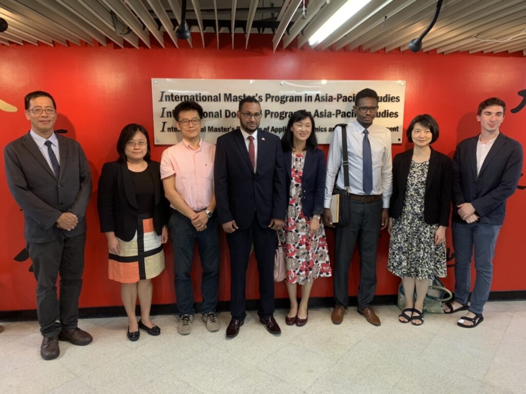 Ambassador Hagi visits CSS international programs. From left to right: Philip Hsiaopong Liu, Professor and IMAS director; Mei-chuan Wei, Associate Professor; Ching-ping Tang, Distinguished Professor a