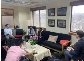 Ambassador Hagi visits CSS international programs. From left to right: Philip Hsiaopong Liu, Professor and IMAS director; Mei-chuan Wei, Associate Professor; Ching-ping Tang, Distinguished Professor a