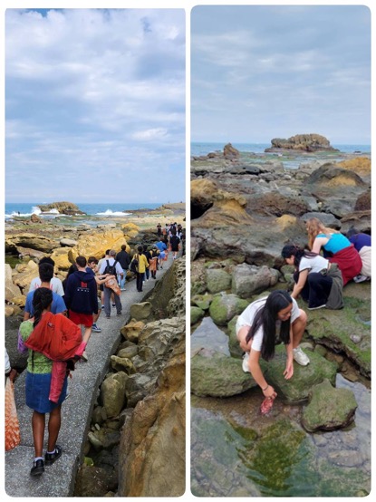 Students went to the seaside and used seawater to enhance the intensity of dyeing fabric