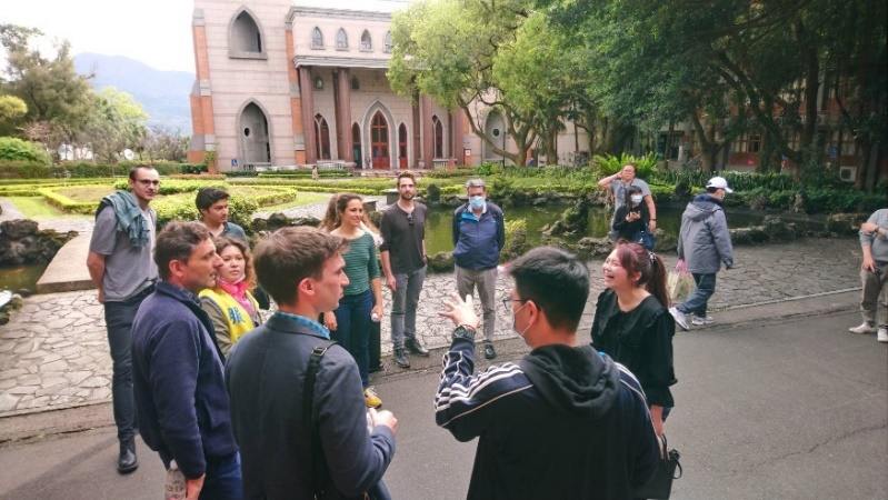 English docents from Aletheia University explain George Leslie Mackay’s contributions to Taiwanese education